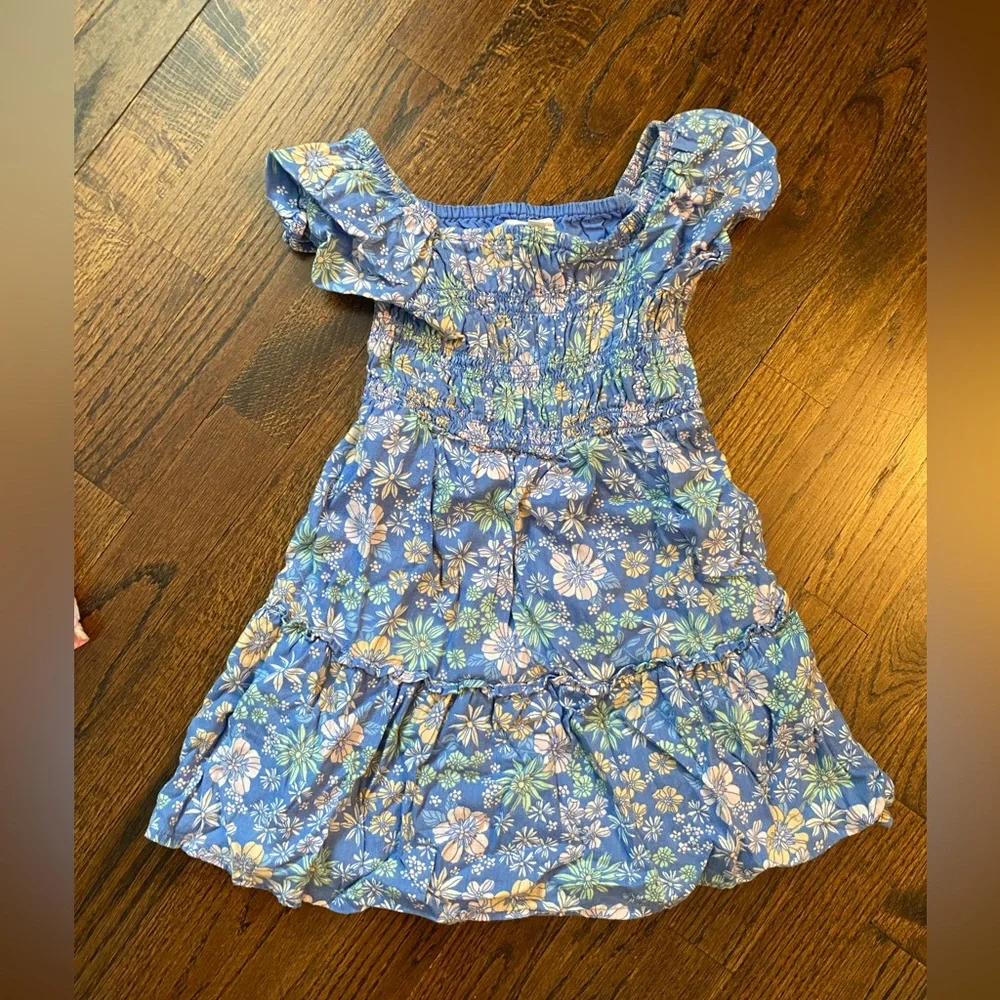Jumping Beans- 2pc set Girls Pink Floral Smocked Sundress blue pink floral 4T